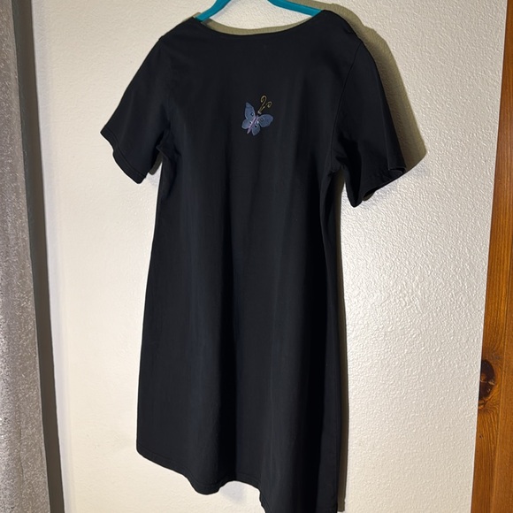Viva City vintage Black Dress With Colorful butterfly Designs Size M - Picture 7 of 13